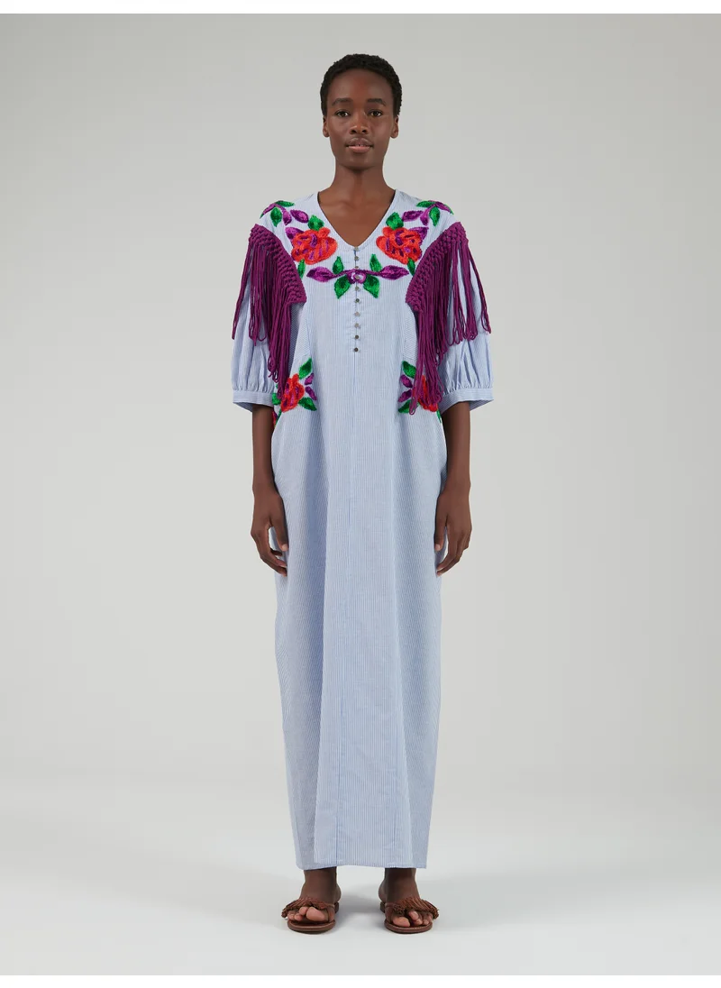 leem Fringed Embroidered Kaftan