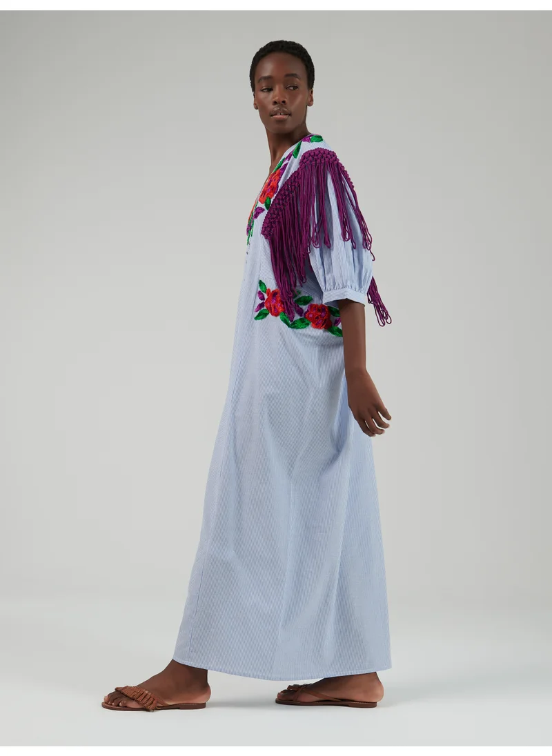 leem Fringed Embroidered Kaftan