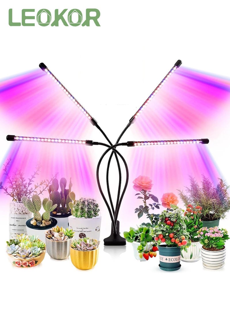 LEOKOR Grow Light with Stand 4 Head Grow Lights for Indoor Plants with Red Blue Spectrum LED Grow Light Adjustable Gooseneck Suitable for Various Plants Growth - Image 1