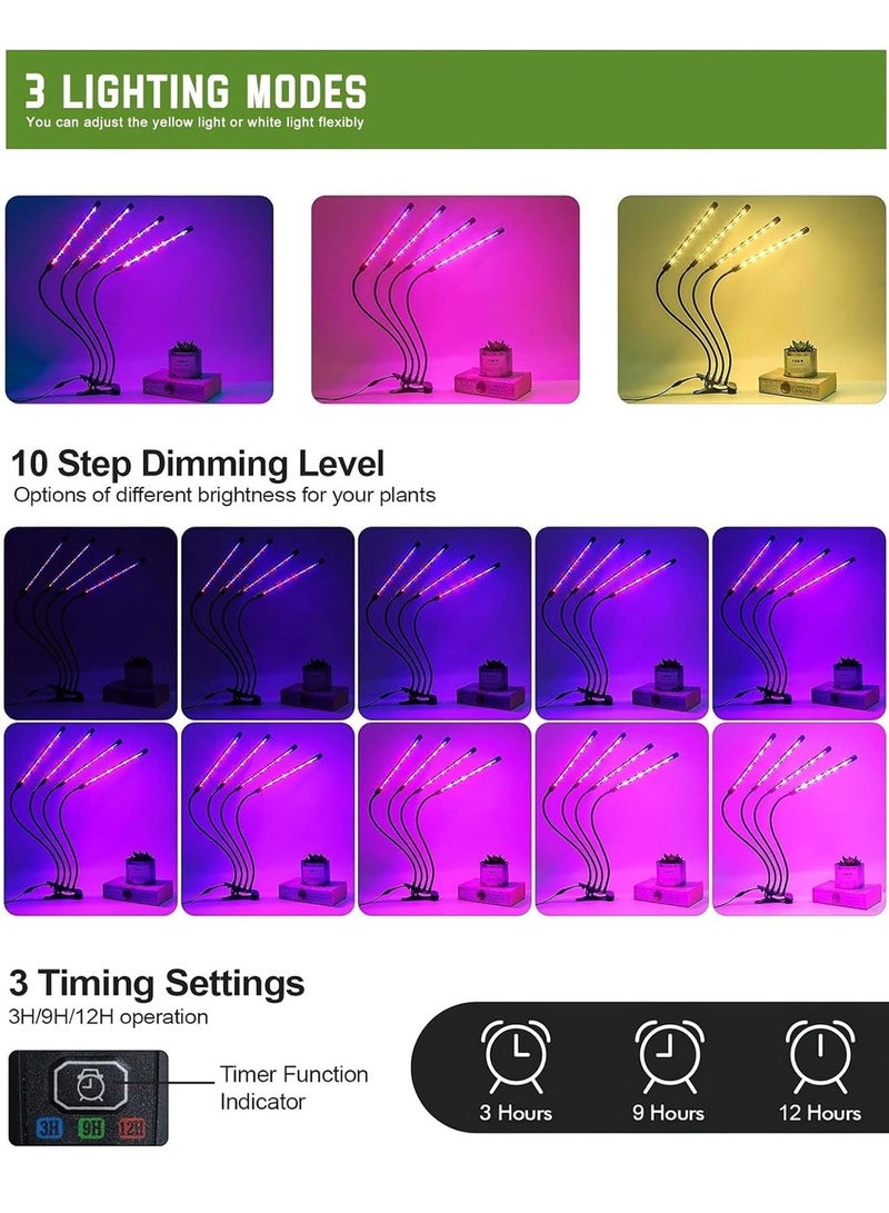 LEOKOR Grow Light with Stand 4 Head Grow Lights for Indoor Plants with Red Blue Spectrum LED Grow Light Adjustable Gooseneck Suitable for Various Plants Growth - Image 3