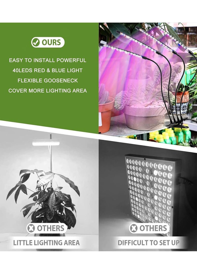 LEOKOR Grow Light with Stand 4 Head Grow Lights for Indoor Plants with Red Blue Spectrum LED Grow Light Adjustable Gooseneck Suitable for Various Plants Growth - Image 4