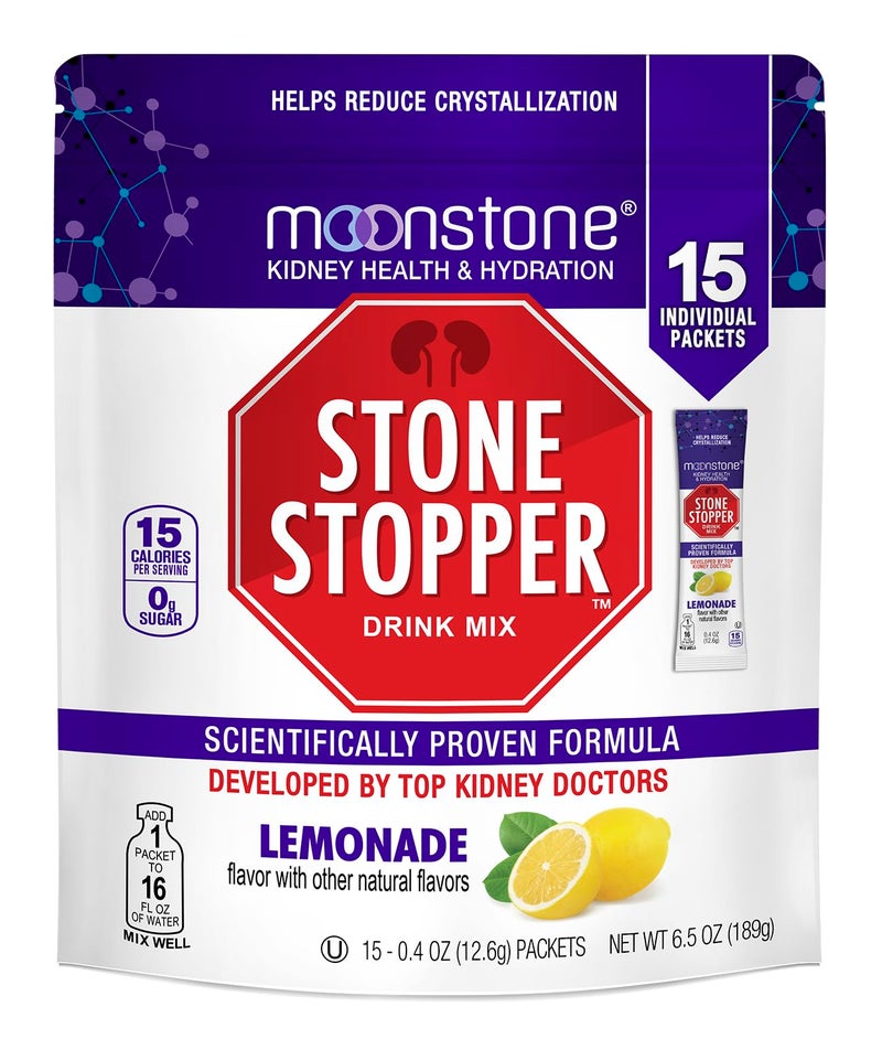 Moonstone Stone Stopper Drink Mix Lemonade Kidney Stone Prevention Calcium Oxalate Protector Alkali Citrate Support Developed by Urologists to Improve Hydration and Support Kidney Health 15 Day Supply - Image 3