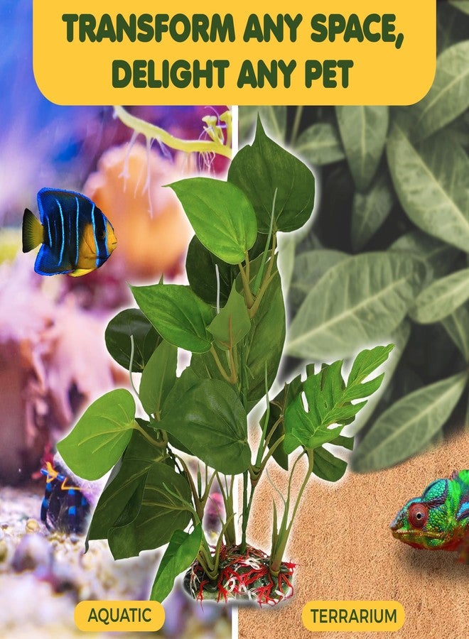 SunGrow Gecko & Reptile Tank Decor Artificial Plant (Gecko Anubias - Plastic) - Image 5