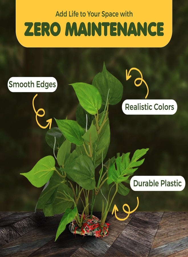 SunGrow Gecko & Reptile Tank Decor Artificial Plant (Gecko Anubias - Plastic) - Image 4