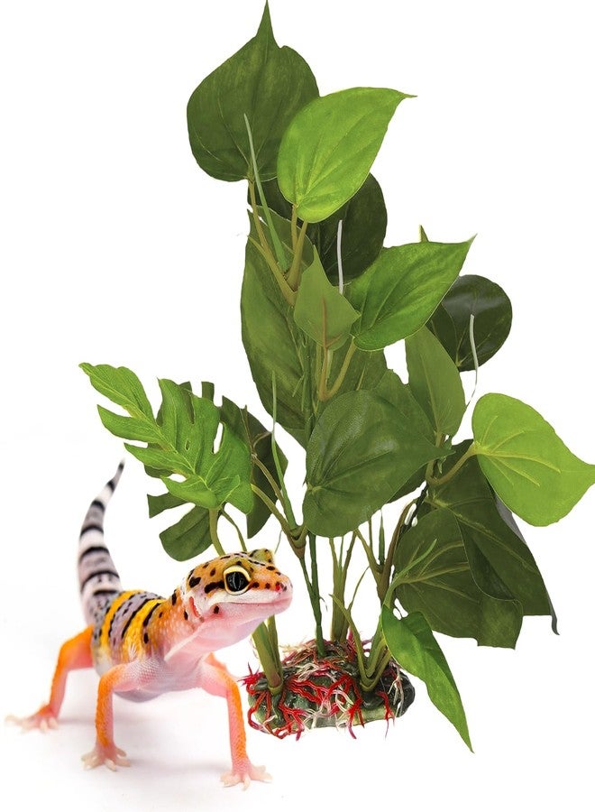 SunGrow Gecko & Reptile Tank Decor Artificial Plant (Gecko Anubias - Plastic) - Image 1