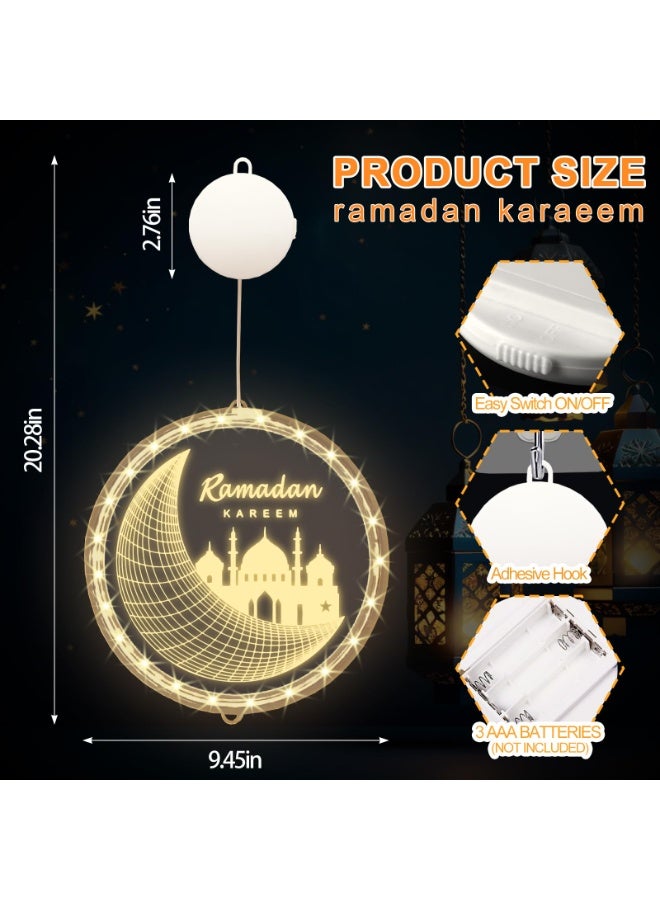 Chielor 3D Ramadan Kareem String Lights, Moon Star LED Hanging String Lights, Eid Mubarak Ramadan Kareem Lights Islam Decor Window Warm Lights Decorations for Home Indoor Wall Bedroom Party Decor - Image 2