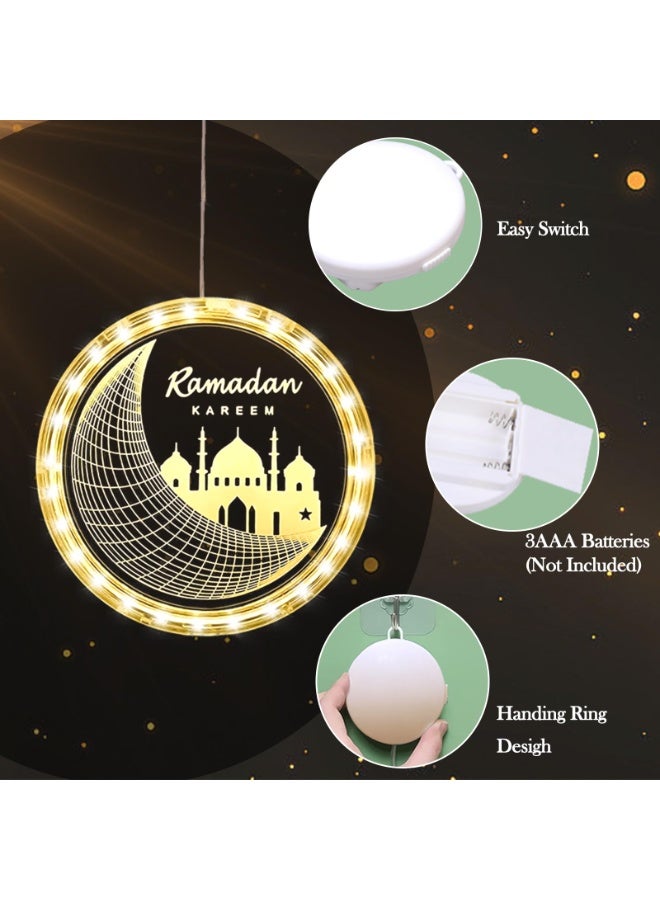 Chielor 3D Ramadan Kareem String Lights, Moon Star LED Hanging String Lights, Eid Mubarak Ramadan Kareem Lights Islam Decor Window Warm Lights Decorations for Home Indoor Wall Bedroom Party Decor - Image 3