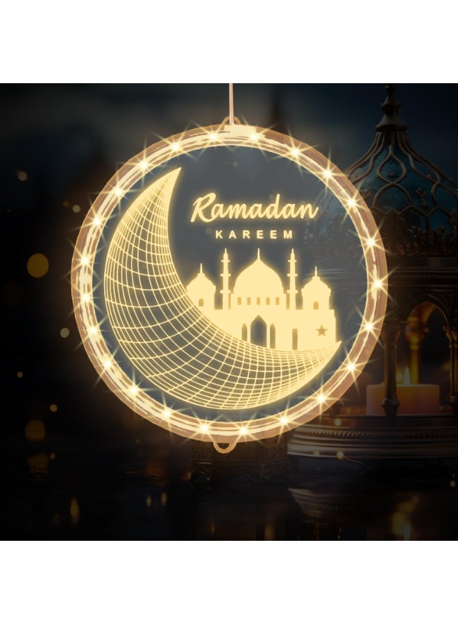 Chielor 3D Ramadan Kareem String Lights, Moon Star LED Hanging String Lights, Eid Mubarak Ramadan Kareem Lights Islam Decor Window Warm Lights Decorations for Home Indoor Wall Bedroom Party Decor - Image 1