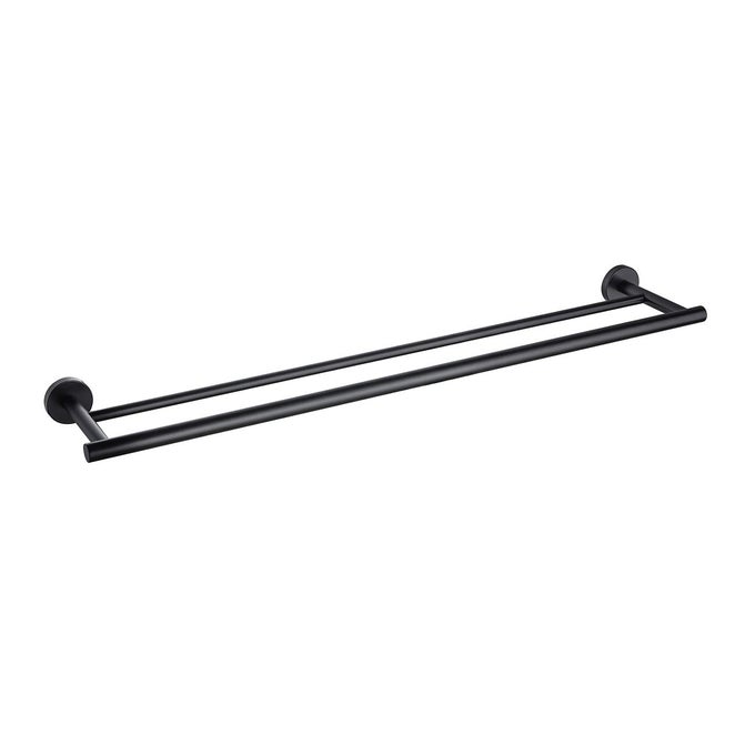 DOUBLE BATH TOWEL BAR 30INCH MATTE BLACK STAINLESS STEEL HAND TOWEL RACK FOR BATHROOM WALL MOUNT A01B75B