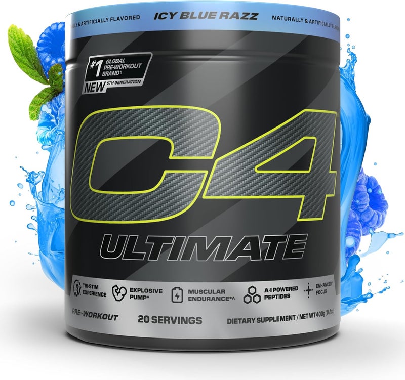 CELLUCOR C4 Ultimate Icy Blue Raz Pre-Workout Supplement - 20 Servings - Image 1