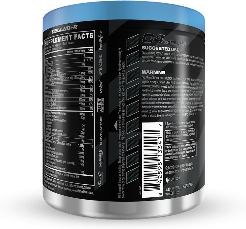 CELLUCOR C4 Ultimate Icy Blue Raz Pre-Workout Supplement - 20 Servings - Image 4