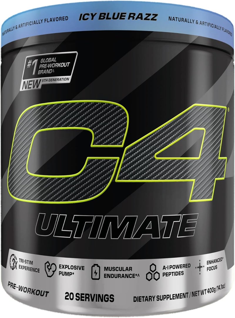 CELLUCOR C4 Ultimate Icy Blue Raz Pre-Workout Supplement - 20 Servings - Image 2