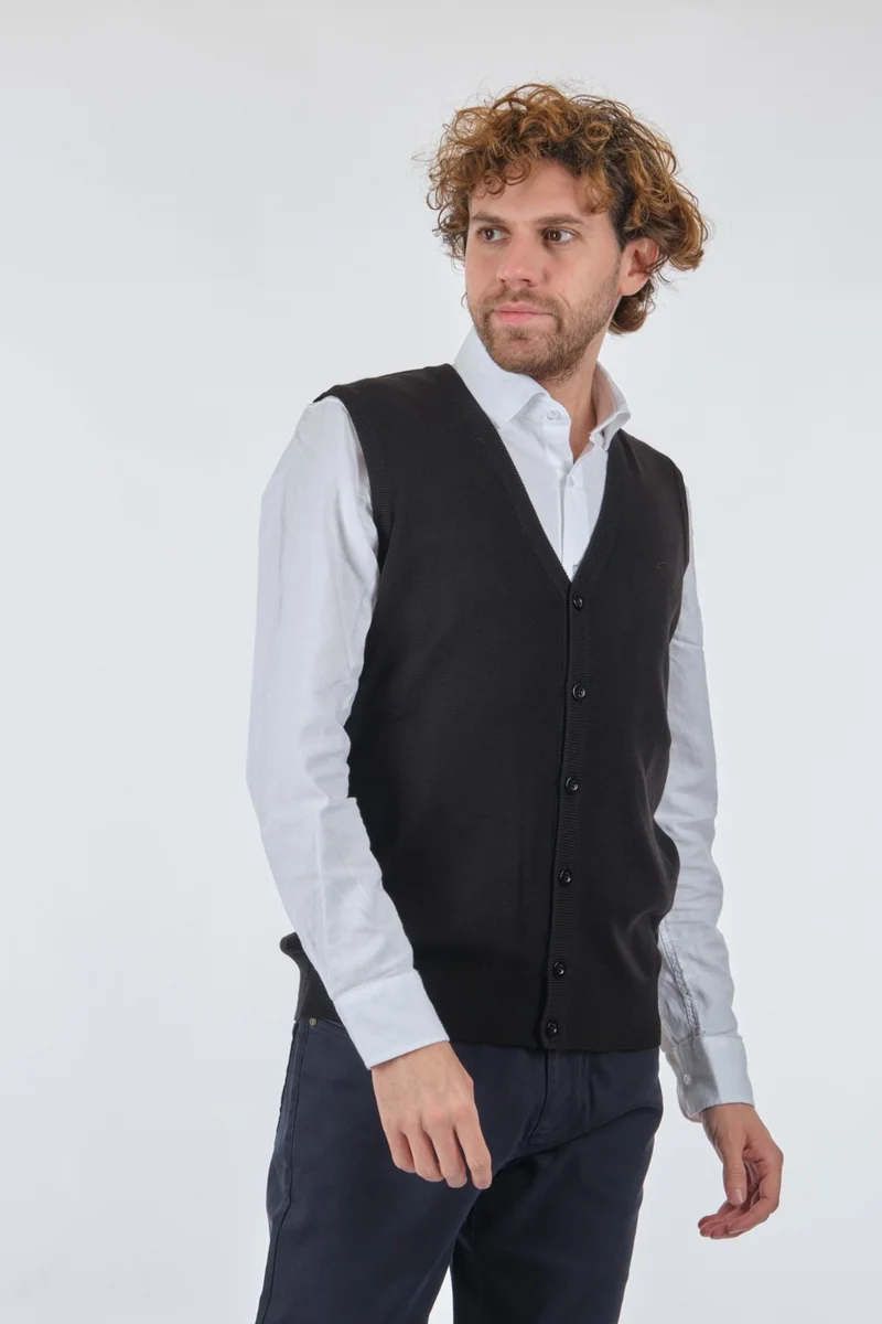 De Blasio Buttoned Black Men's Vest 222340060