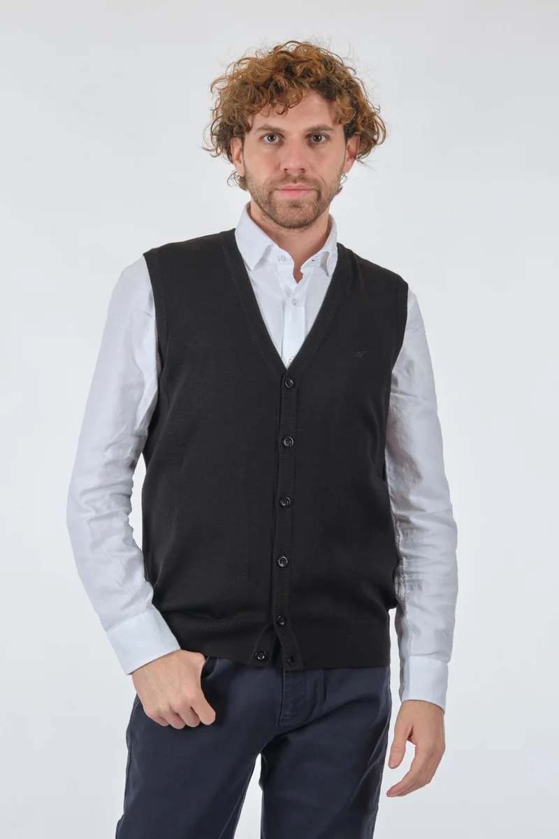 De Blasio Buttoned Black Men's Vest 222340060