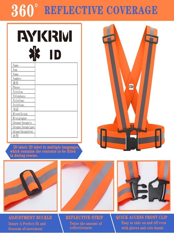 AYKRM 9 Color Reflective Vest with Hi Vis Bands, Fully Adjustable & Multi-Purpose: Running, Cycling, Motorcycle Safety, Dog Walking - High Visibility (Orange, LM-19O) - Image 2