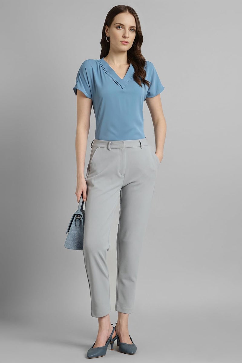 Van Heusen Women Polyester Solid Regular Fit T-Shirt (VWTSURGFL83818_Blue, 2XL - Image 5