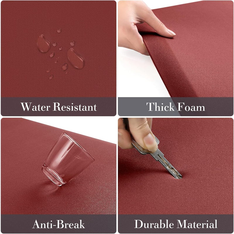 HappyTrends 2 PCS Kitchen Mat Cushioned Anti-Fatigue Floor Mat, Heavy Duty Ergonomic Comfort Foam Standing Mat, Waterproof Non-Slip Kitchen Rugs for Home, Office, Laundry,Red - Image 4