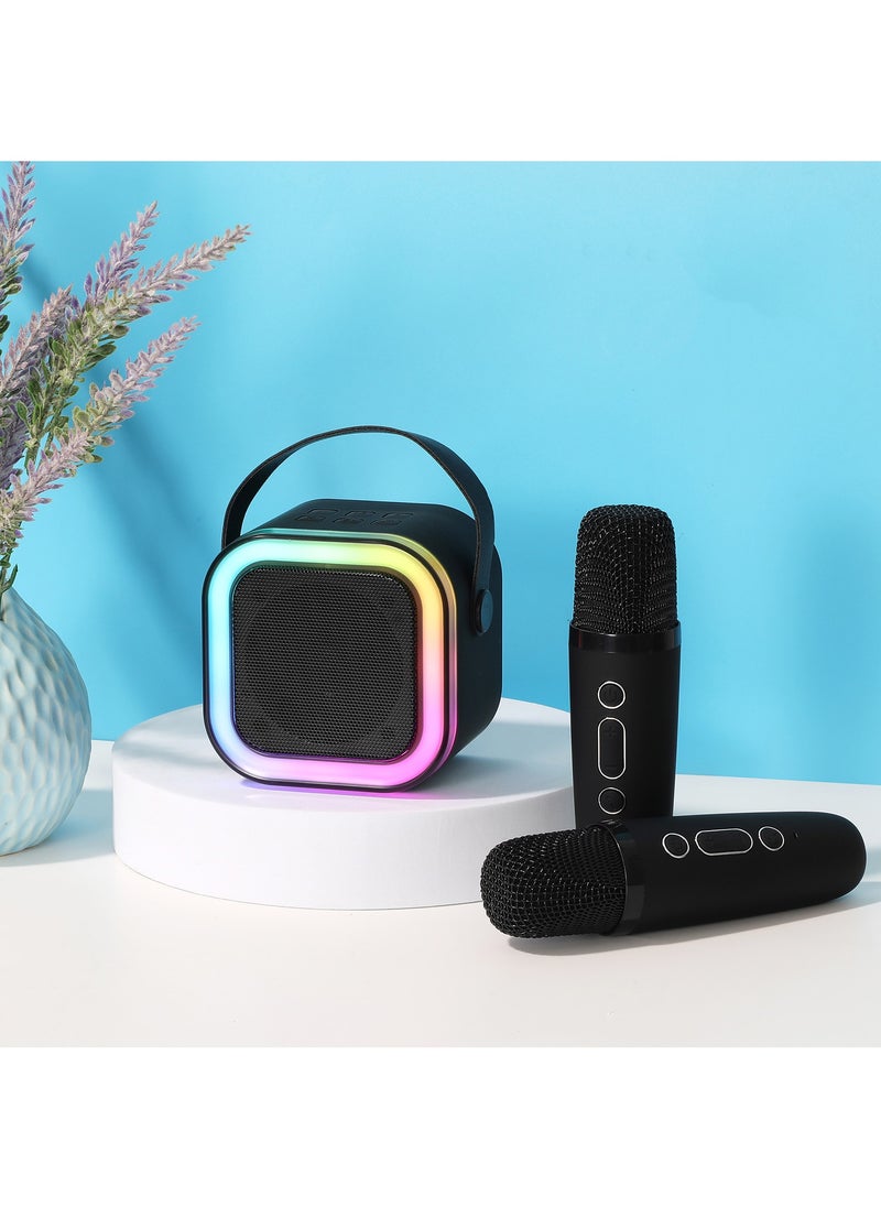 Hihonor Karaoke Machine for Kids, Kids Karaoke Machine Gifts for Girls and Boys Family Party, Kids Karaoke Machine for Girls with 2 Wireless Microphones, Mini Portable Bluetooth Speaker (Black)  - Image 1