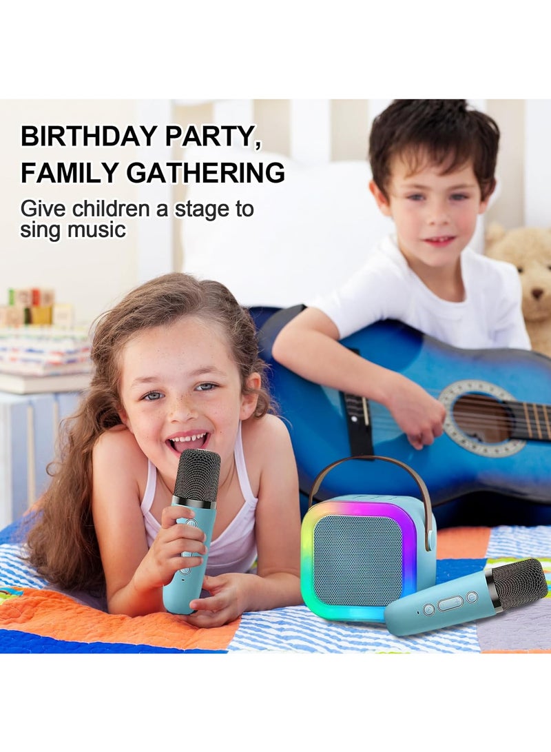 Karaoke Machine for Kids, Kids Karaoke Machine Gifts for Girls and Boys Family Party, Kids Karaoke Machine for Girls with 2 Wireless Microphones, Mini Portable Bluetooth Speaker (Black)