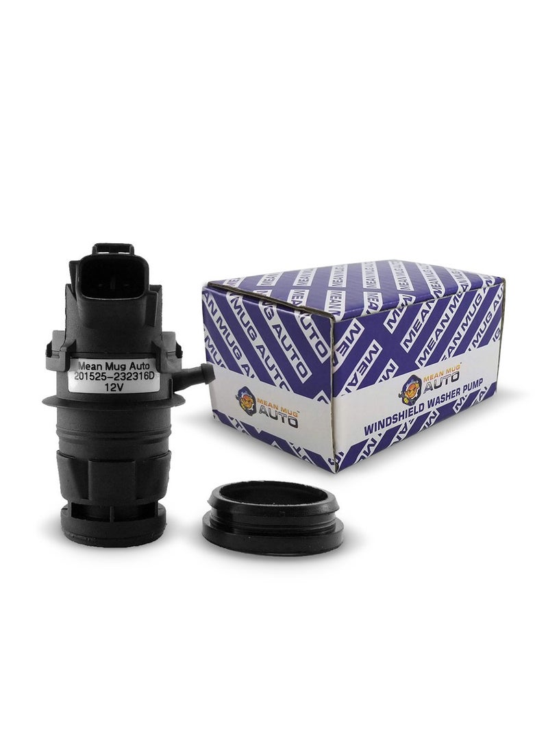 Mean Mug Auto 201525-232316D Windshield Washer Pump w/Grommet - Washer Motor Compatible with Toyota, Lexus, Scion, Mazda, Honda - Replaces OEM #: 85330-60190, 85330-AE010, 85330-60180  - Image 1