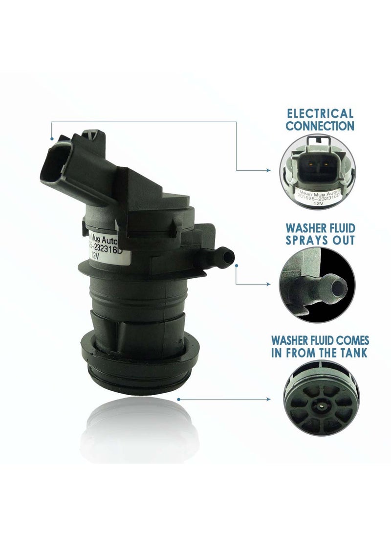 Mean Mug Auto 201525-232316D Windshield Washer Pump w/Grommet - Washer Motor Compatible with Toyota, Lexus, Scion, Mazda, Honda - Replaces OEM #: 85330-60190, 85330-AE010, 85330-60180  - Image 2