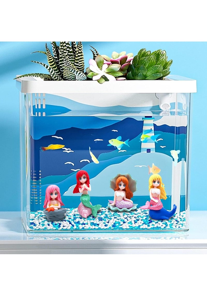 Altheqa Aquarium Fish Tank Mermaid Ornament, 8 PCS Mermaid Floating Aquarium Decorations Fish Tank Decor Turtle Betta Fish Bowls Kit Decor Fish Toys - Image 4