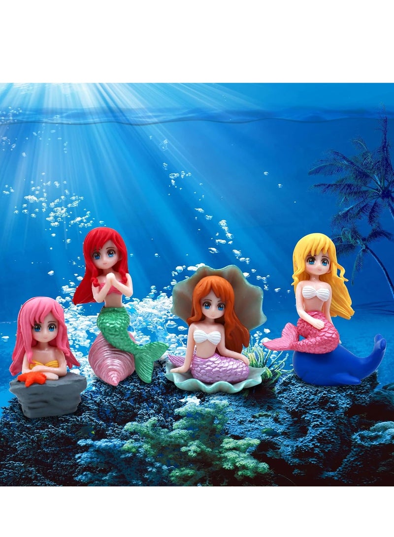 Altheqa Aquarium Fish Tank Mermaid Ornament, 8 PCS Mermaid Floating Aquarium Decorations Fish Tank Decor Turtle Betta Fish Bowls Kit Decor Fish Toys - Image 2