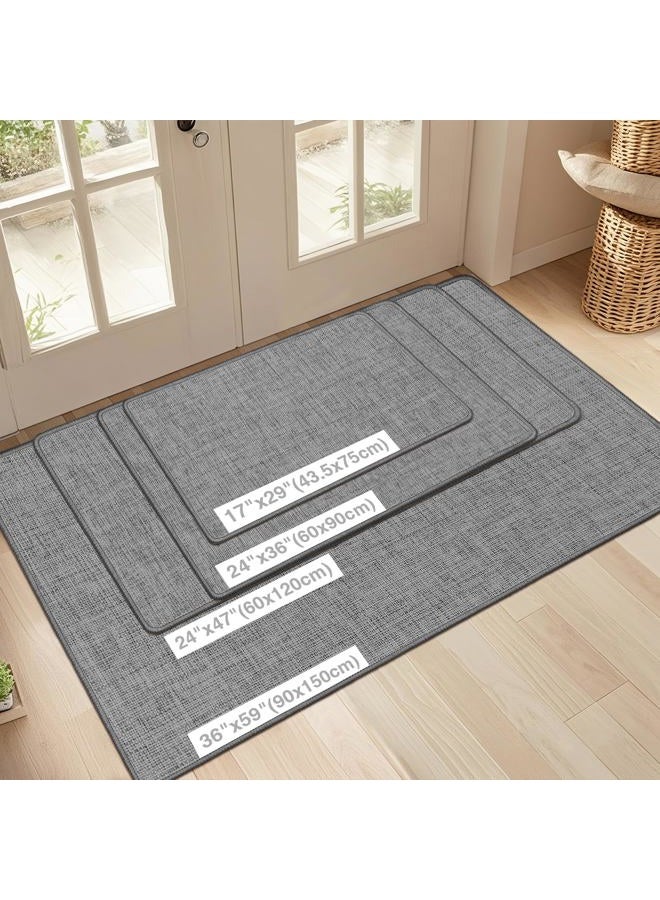 LEKEEPGO Indoor Doormat 60 x 120 cm, Washable Non-Slip Dirt Trapper Mat, Entrance Door Mat, Thin Door Mat, Durable Carpet for Entrance, Front Door, Indoor, Grey - Image 2