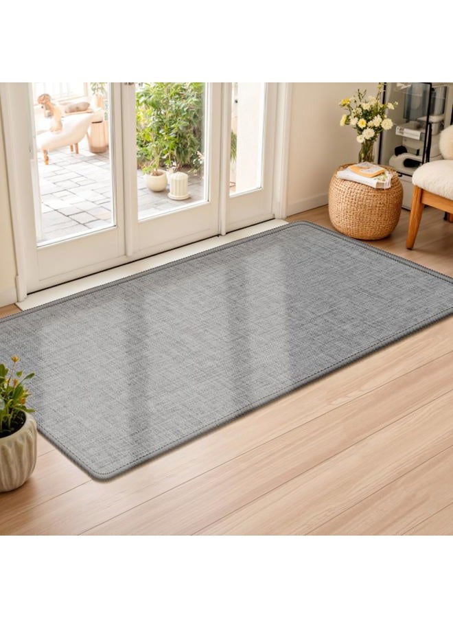 LEKEEPGO Indoor Doormat 60 x 120 cm, Washable Non-Slip Dirt Trapper Mat, Entrance Door Mat, Thin Door Mat, Durable Carpet for Entrance, Front Door, Indoor, Grey - Image 1