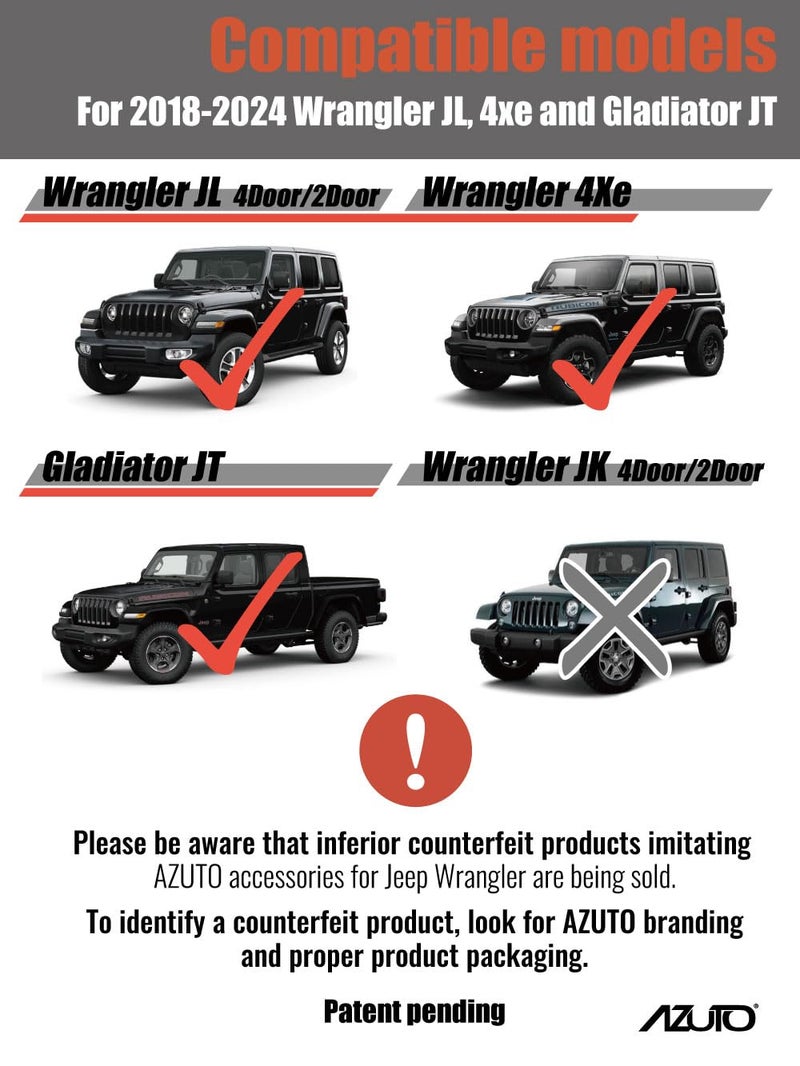 AZUTO Keyhole Covers for Jeep Wrangler (JL) / Gladiator (JT) 2018-2026 Door Security Accessories Keyhole Protection Item - Image 2