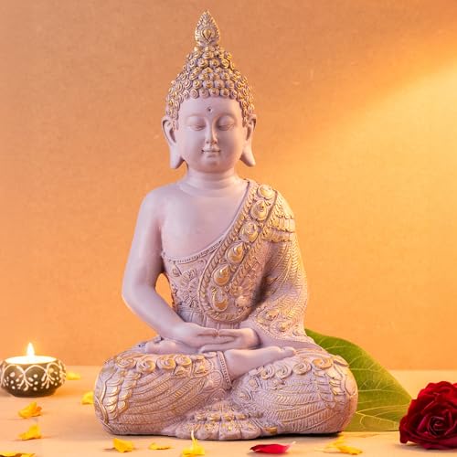 The Advitya Buddha Idol for Home Decor Items|Buddh/Gautam Buddha/Shakyamuni Statue Figurine Showpiece for House Warming Birthday Gift|Home Decoration Items for Living Room (Pastel Pink - 11in.) - Image 1