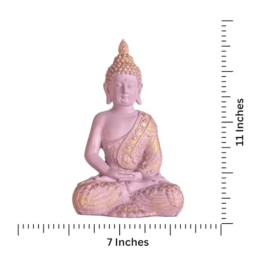 The Advitya Buddha Idol for Home Decor Items|Buddh/Gautam Buddha/Shakyamuni Statue Figurine Showpiece for House Warming Birthday Gift|Home Decoration Items for Living Room (Pastel Pink - 11in.) - Image 4