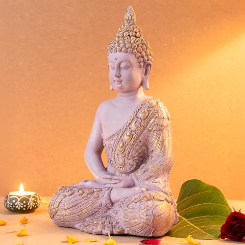 The Advitya Buddha Idol for Home Decor Items|Buddh/Gautam Buddha/Shakyamuni Statue Figurine Showpiece for House Warming Birthday Gift|Home Decoration Items for Living Room (Pastel Pink - 11in.) - Image 3