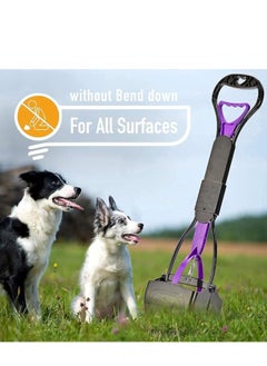 HAPPY PUSS Foldable pet waste scoop, outdoor durable cleaning tool; Clean and pick up your pet waste. Portable picker including 3 rolls of pet trash bags- for cats and dogs, purple color  - Image 2