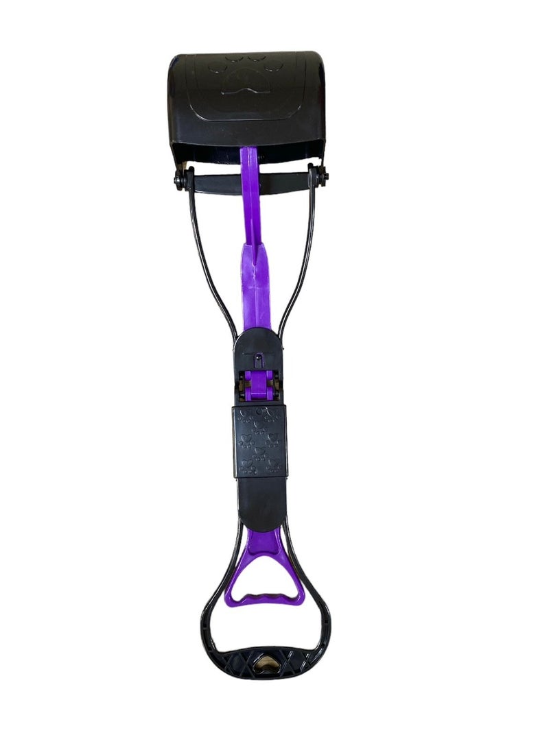 HAPPY PUSS Foldable pet waste scoop, outdoor durable cleaning tool; Clean and pick up your pet waste. Portable picker including 3 rolls of pet trash bags- for cats and dogs, purple color - Image 3
