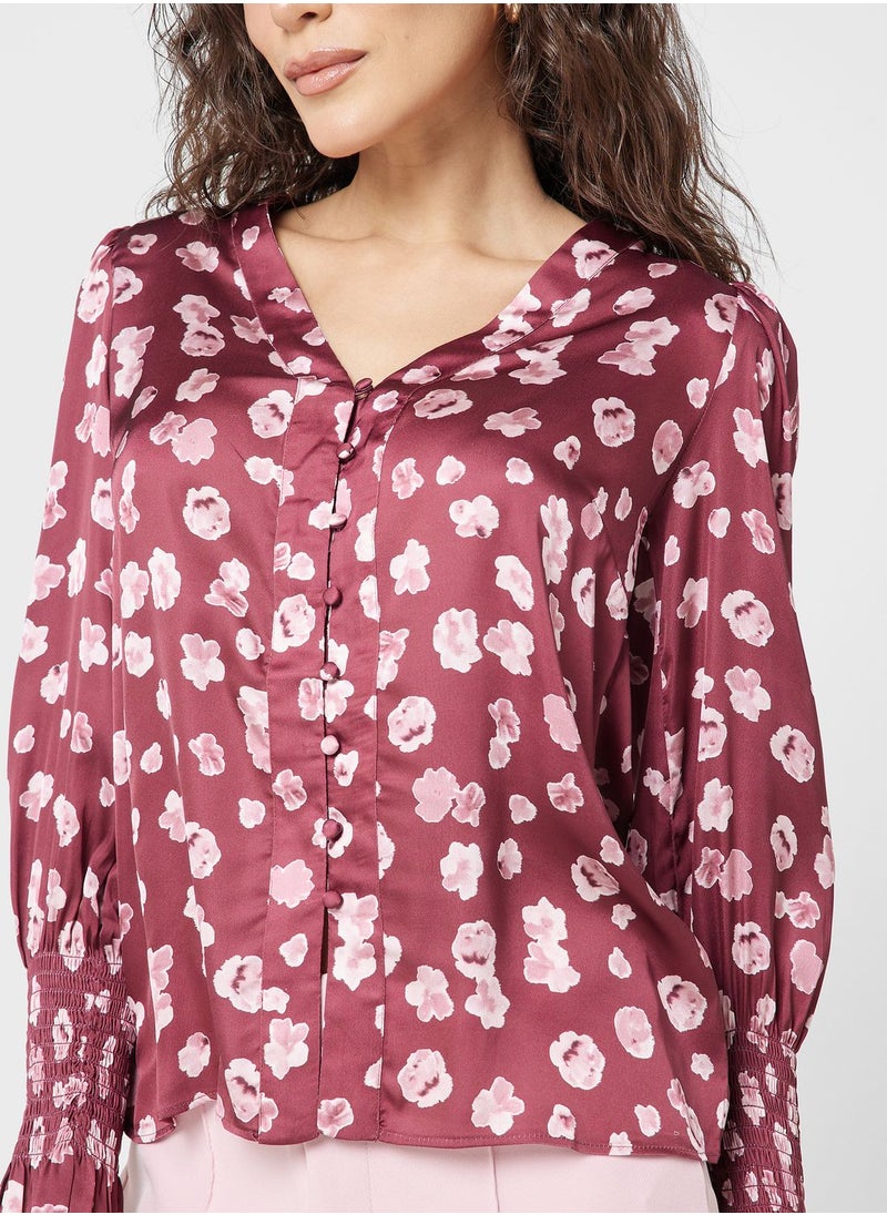 French Connection - V-Neck Balloon Sleeve Top - Image 1