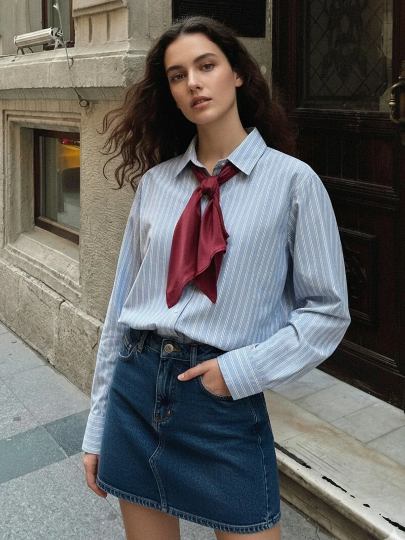 أوجيدر Blue Long Sleeve Stripe Shirt