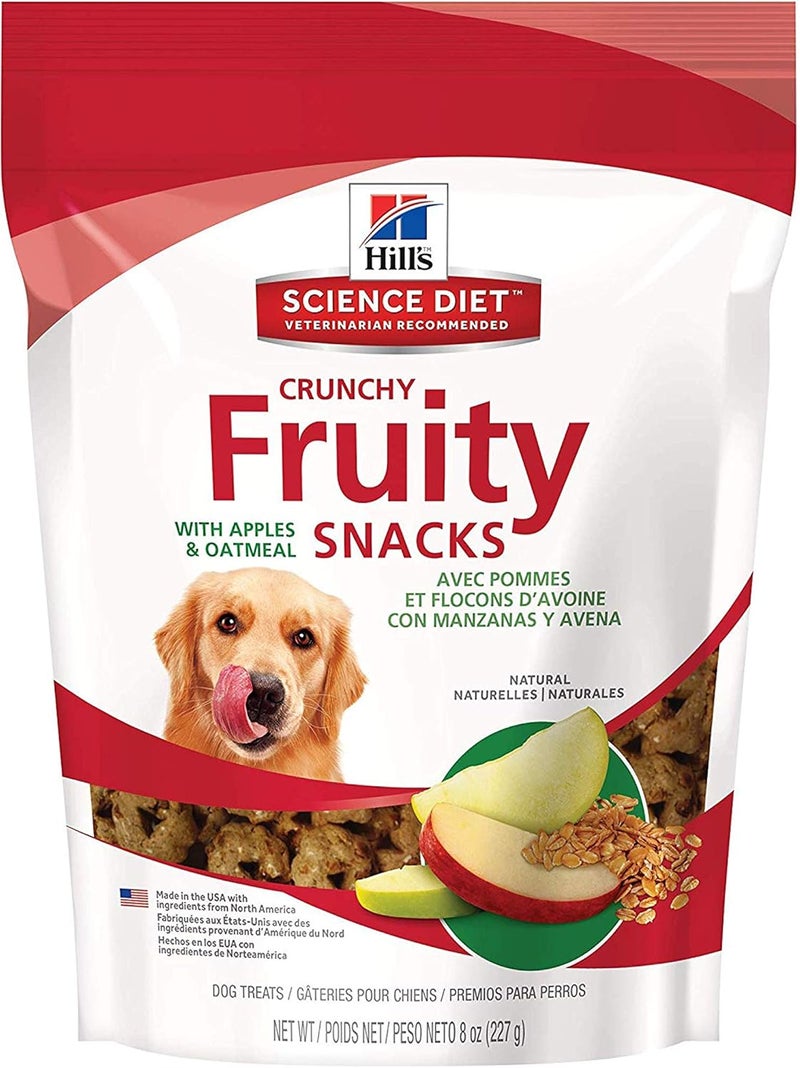 Hills Natural Fruity Crunchy Snacks All Life Stages Great Taste Dog Treats Apples  Oatmeal  8 oz Bag - Image 1