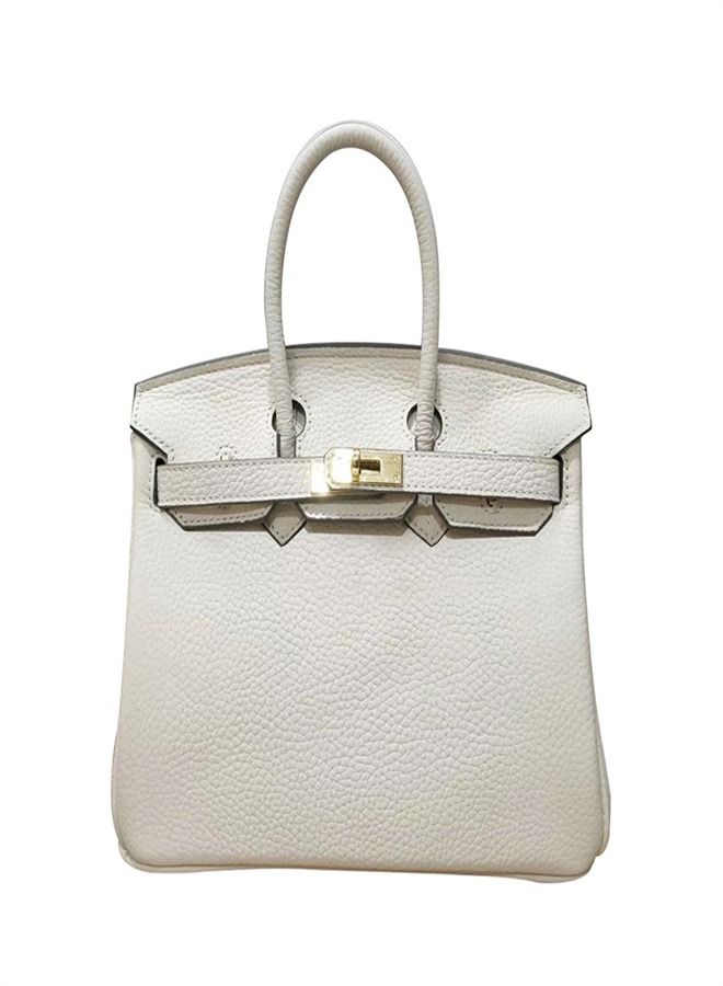 Loquat Gold Buckle Leather Handbag Milkshake white  - Image 1