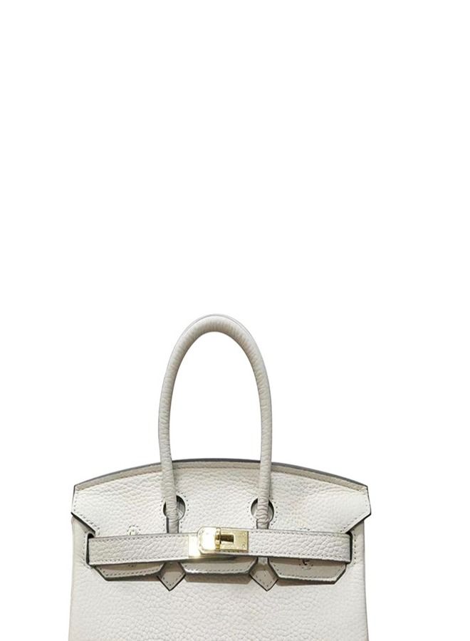 Loquat Gold Buckle Leather Handbag Milkshake white  - Image 2