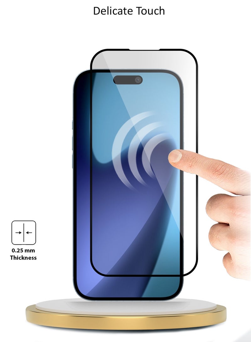 دبليو تيك حماية شاشة زجاجية مقساة بالكامل من أبل آيفون 17 برو ماكس 5G 2025 سلسلة Premium E2E تغليف كامل لصق كامل (MSGECN) - شفاف/أسود - Image 4