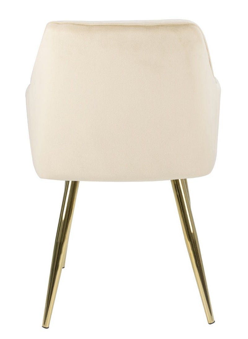 VANITY LIVING - VANITY LIVING Round Dining Table Set, Modern Davos Gold Frame and Glass Top Dinner Breakfast Table + 4 Leon Cream Velvet Dining Chairs for Kitchen and Dining Room - Image 1