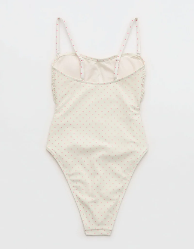 Aerie  Aerie Ruched Bandeau Mesh One Piece Swimsuit for Women | Best Price UAE