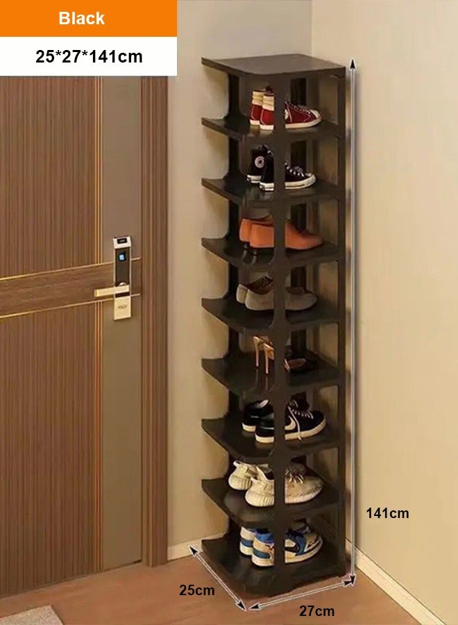 جديد 9 طوابق الأسود عنبر مدخل بسيط الغبار واقية رف الأحذية الصغيرة ، متعدد الطبقات الفضاء إنقاذ وتركيب خالية تخزين الأحذية مجلس الوزراء وراء الباب المنزلية - Image 3