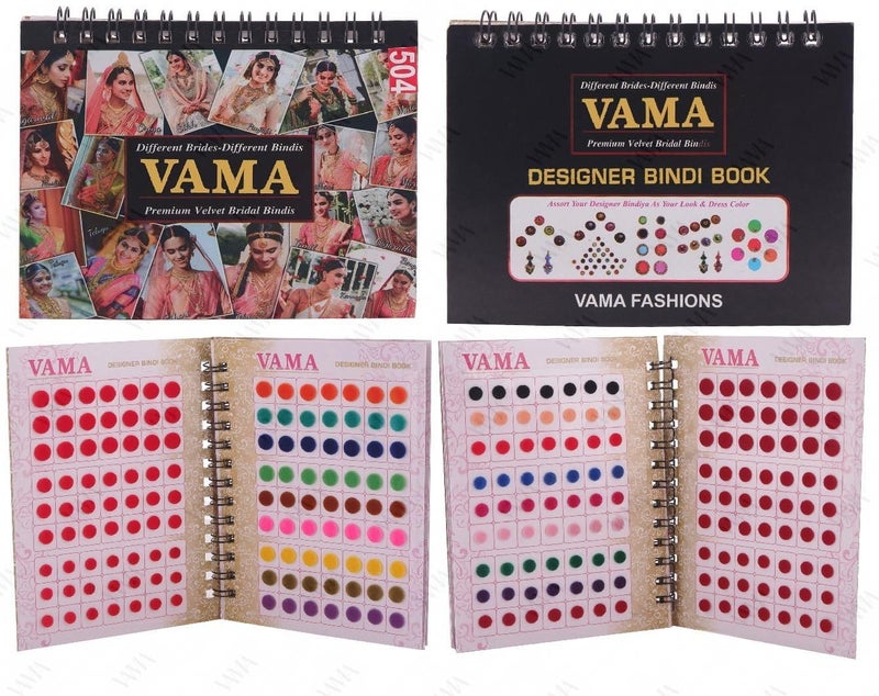 VAMA Fashions Premium Velvet Round Forehead Stickers Kumkum Bollywood Bindi Booklet for Women & Girls (Medium Size Multicolor Book - 504 Bindis) - Image 4