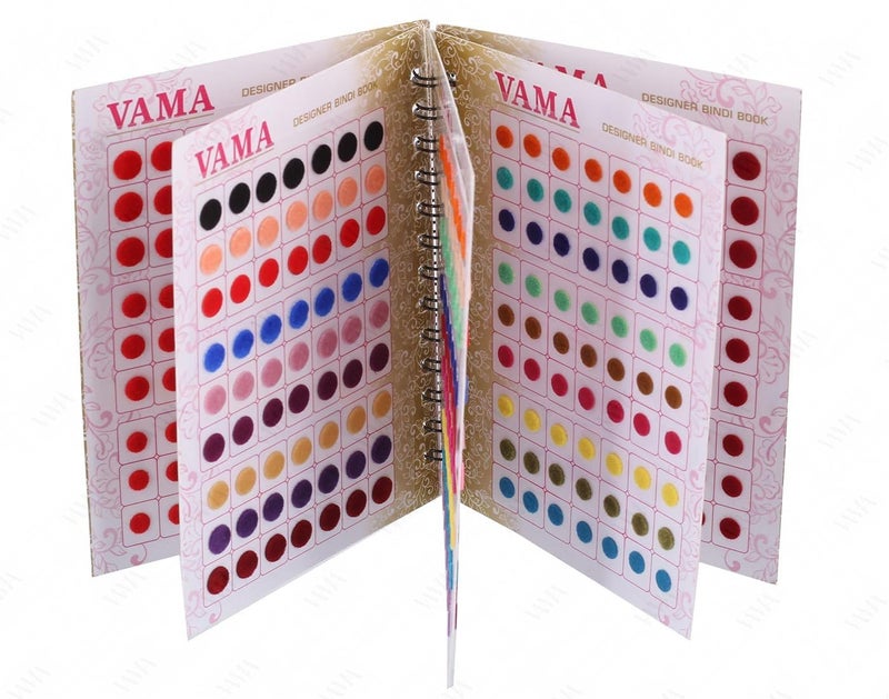 VAMA Fashions Premium Velvet Round Forehead Stickers Kumkum Bollywood Bindi Booklet for Women & Girls (Medium Size Multicolor Book - 504 Bindis) - Image 1