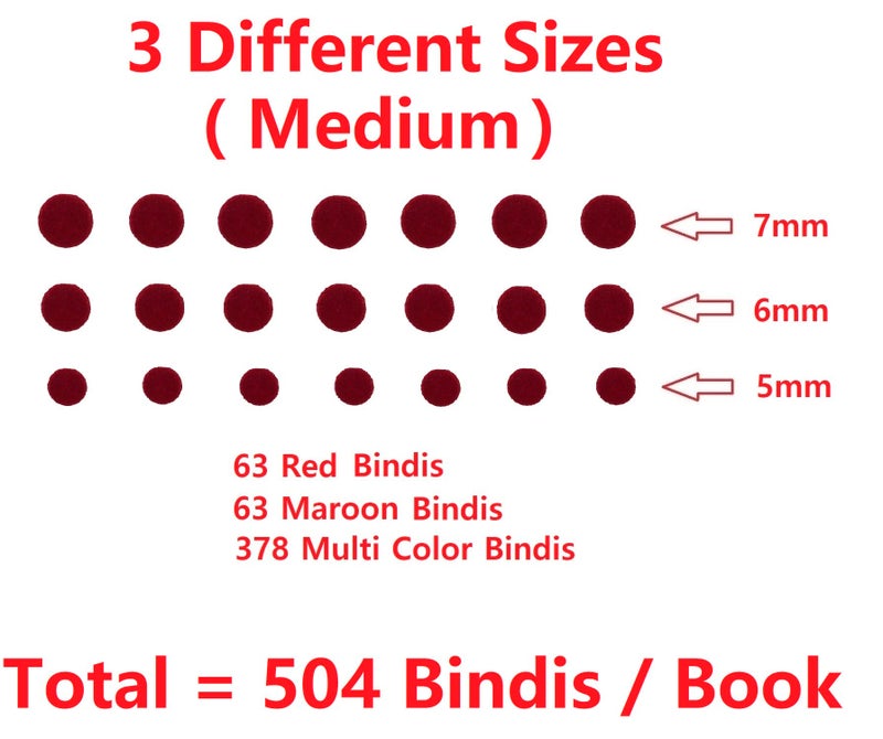 VAMA Fashions Premium Velvet Round Forehead Stickers Kumkum Bollywood Bindi Booklet for Women & Girls (Medium Size Multicolor Book - 504 Bindis) - Image 2