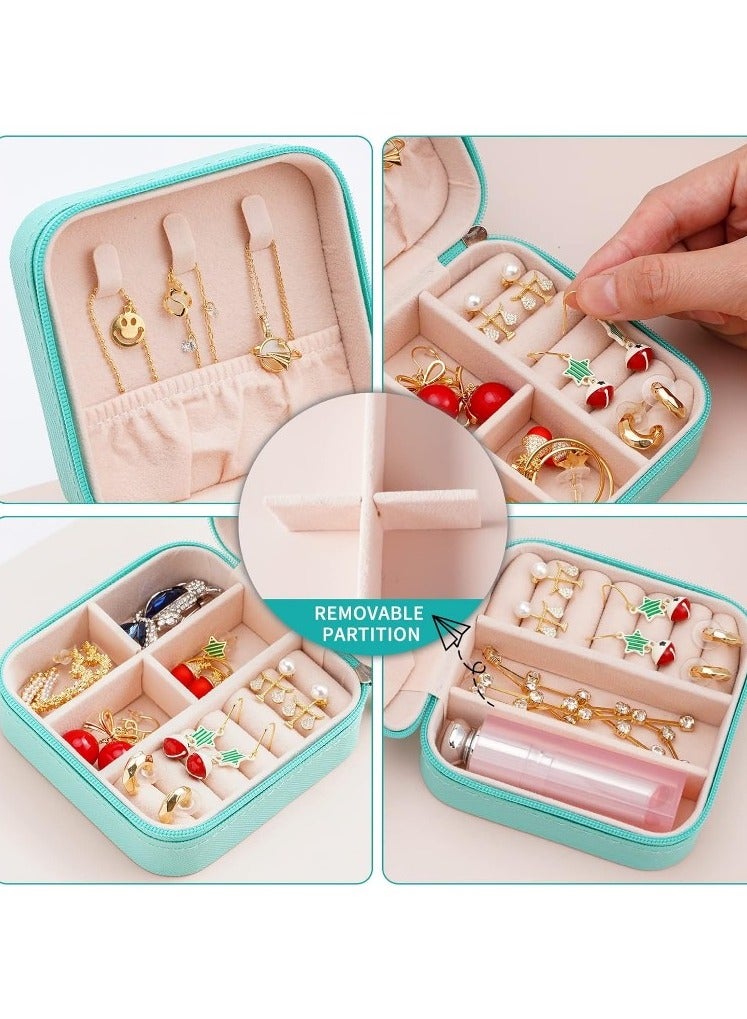 Small Leather Jewelry Box Easy Carry Jewelry Ring Organizer Gift Box for Girls Women - Jewelry Case Box Makeup Cosmetic Organizer for Women - Holder for Necklaces Earrings Bracelets Rings Accessories Organizer, Jewelry Box for Earrings Bracelets Rings Necklaces Storage Jewelry Box Organizer Jewelry Box Case for Accessories Makeup, Accessories Organizer Gold Silver Accessories Organizer - Small Travel Jewelry Box PU Leather Bag Organizer Portable Display for Women for Necklaces Earrings Rings Accessories  - Image 5