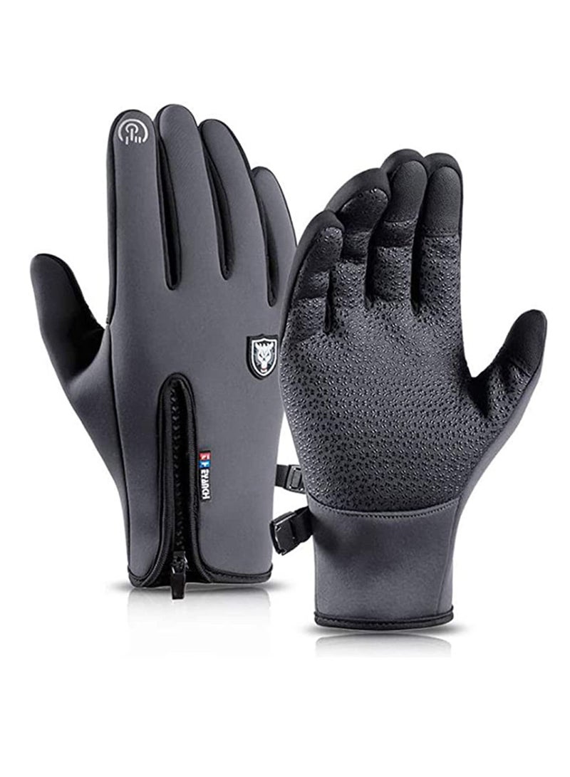 Excefore Winter Warm Gloves Men Women Cycling Windproof and Waterproof Pu Leather Touchscreen Cold Weather Driving Gloves, Size: M - Image 1