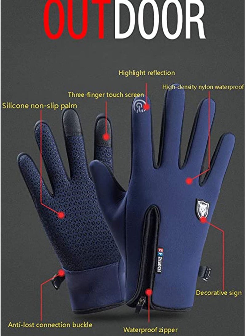 Excefore Winter Warm Gloves Men Women Cycling Windproof and Waterproof Pu Leather Touchscreen Cold Weather Driving Gloves, Size: M - Image 5